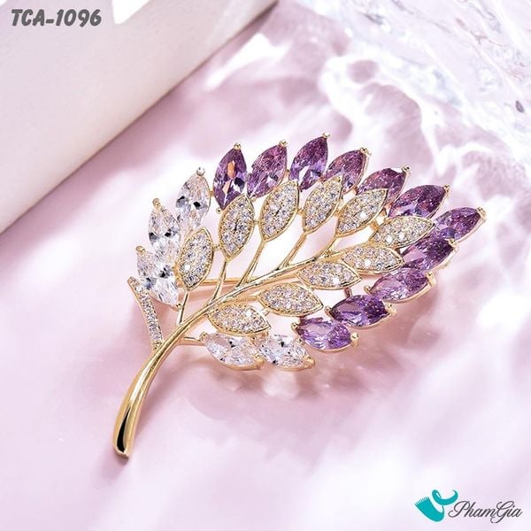 Ghim Cài Áo Lông Vũ Pha Lê Tím Cổ Điển (TCA1096)