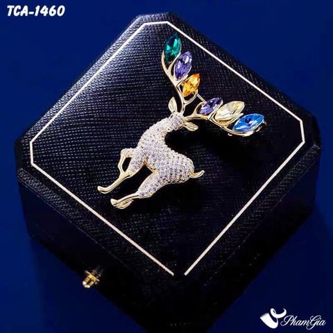 Ghim Cài Áo Nai Vàng Đính Đá Pha Lê Sang Trọng (TCA1460)