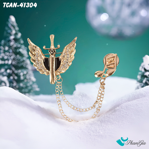 Góc Thẳng Ghim Cài Áo Nam Họa Tiết Đôi Cánh Cổ Điển