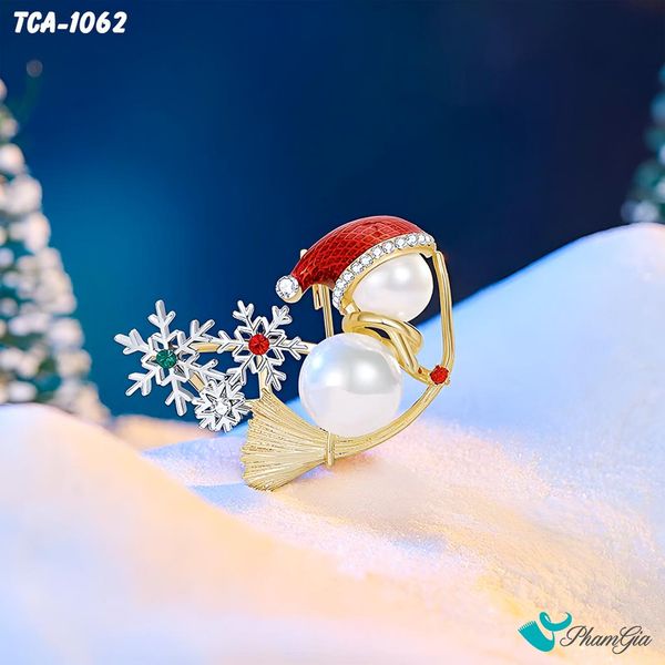 Ghim Cài Áo Người Tuyết Đính Ngọc Trai Dễ Thương (TCA1062)