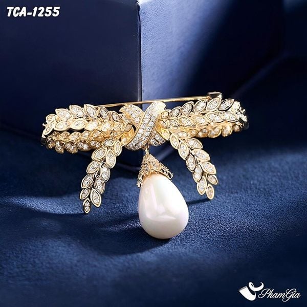 Ghim Cài Áo Nơ Đính Ngọc Trai Sang Trọng (TCA1255)