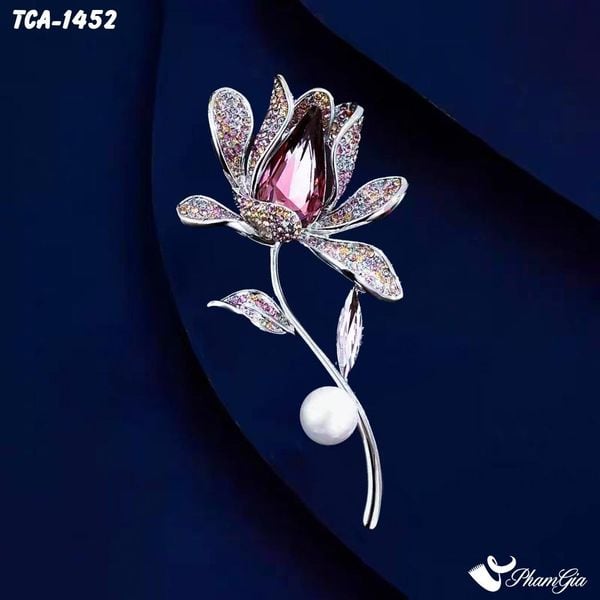 Ghim Cài Áo Nụ Hồng Pha Lê Tím Đính Đá Sang Trọng (TCA1452)