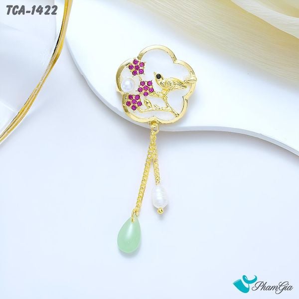 Ghim Cài Áo Quạt Chim Yến Xà Cừ Trang Nhã (TCA1422)