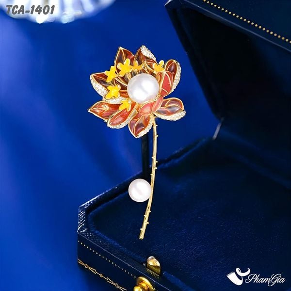 Ghim Cài Áo Sen Tuyết Liên Đính Ngọc Thanh Lịch (TCA1401)