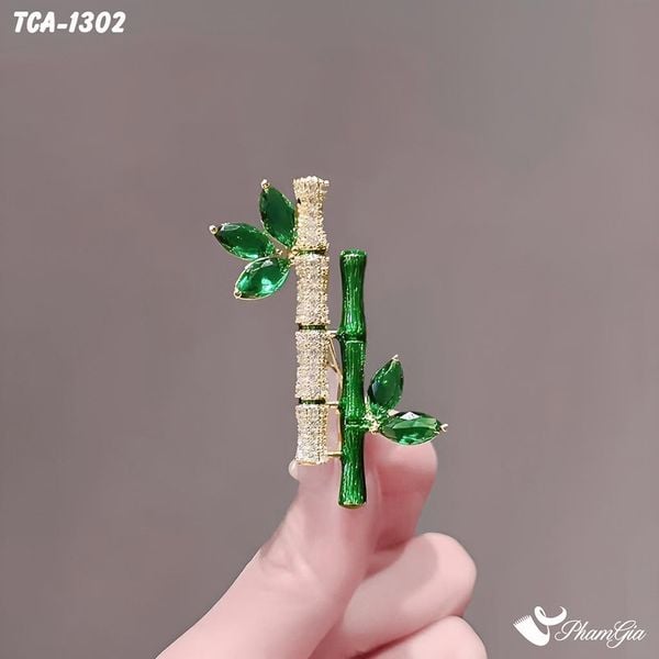 Ghim Cài Áo Song Tre Đính Đá Pha Lê Sang Trọng (TCA1302)