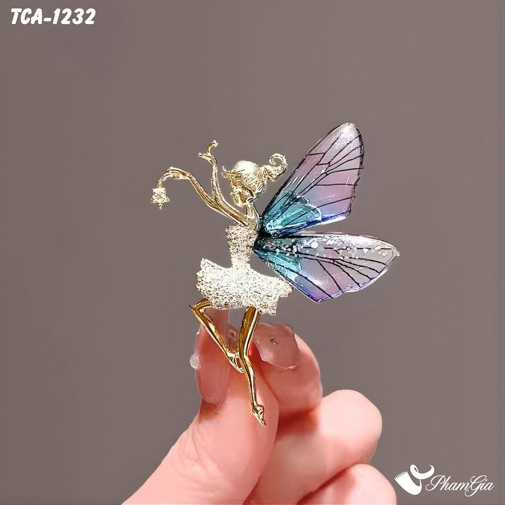 Ghim Cài Áo Thiên Thần Đính Đá Sang Trọng Màu Tím (TCA1232)