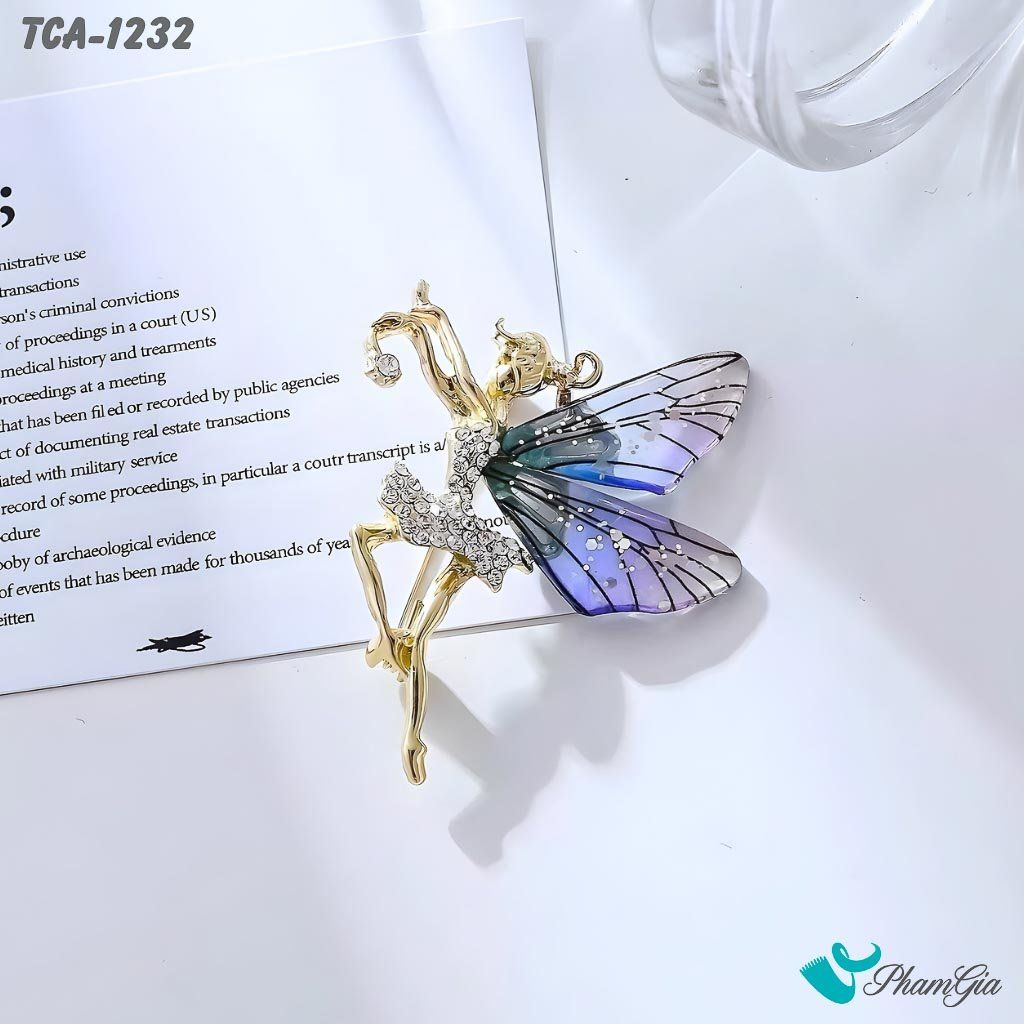 Ghim Cài Áo Thiên Thần Đính Đá Sang Trọng Màu Tím (TCA1232)
