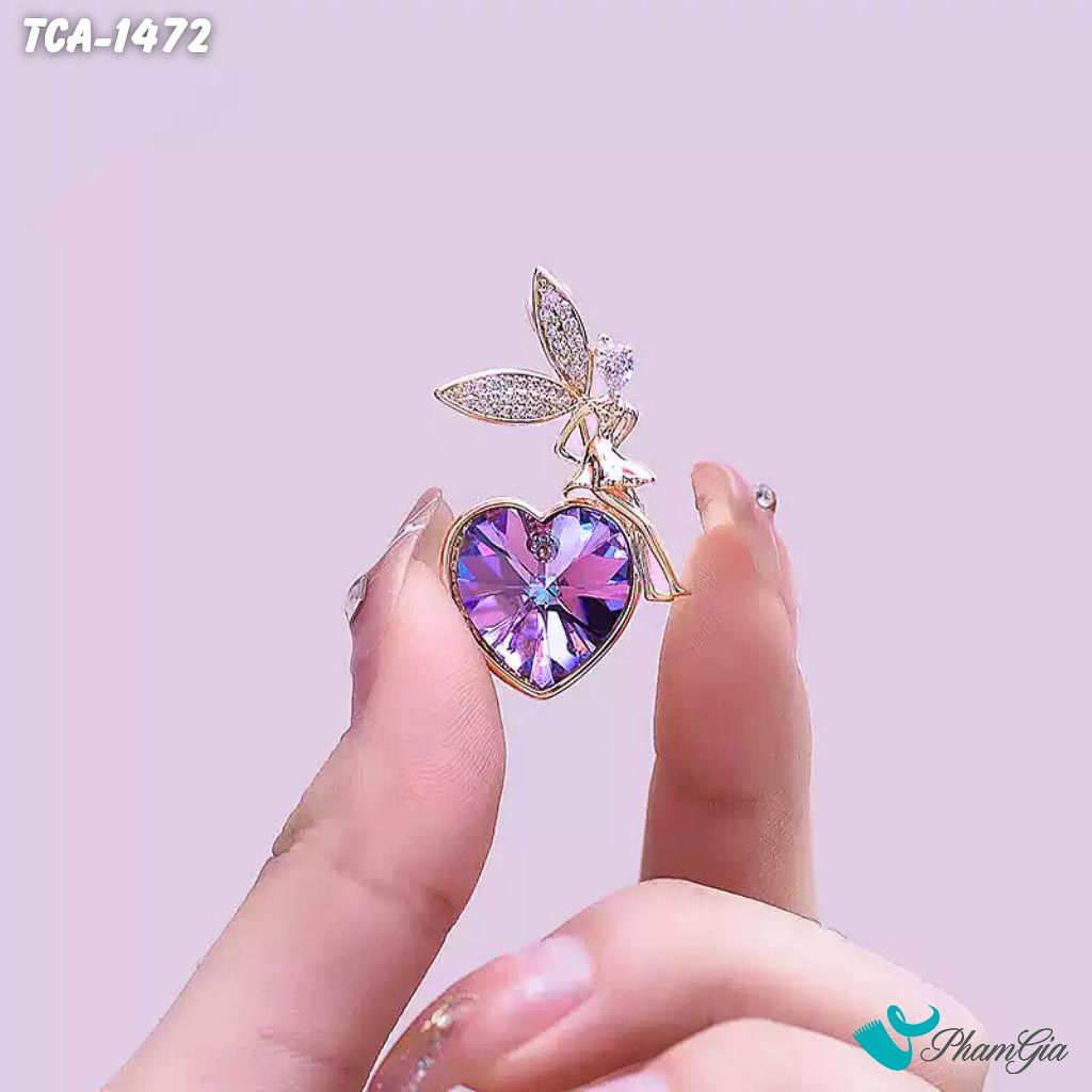 Ghim Cài Áo Tinkerbell Đính Đá Màu Tím Thanh Lịch (TCA1472)