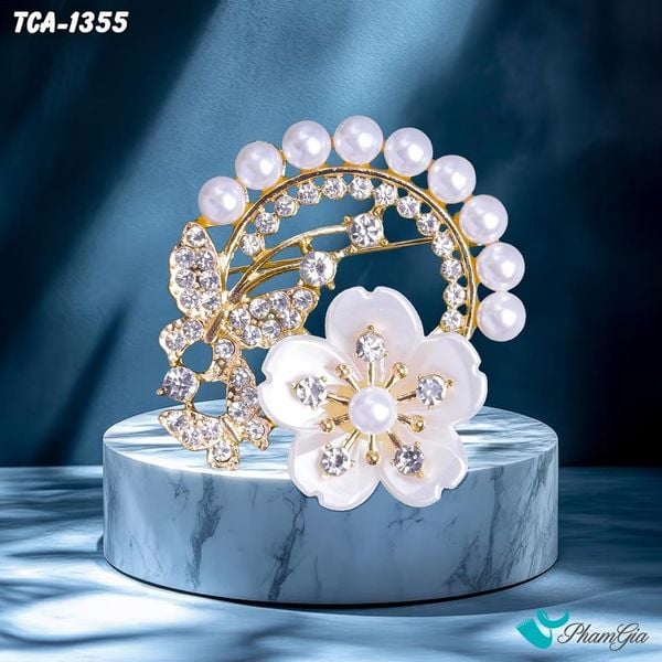 Ghim Cài Áo Vòng Hoa Đính Ngọc Trai Thanh Lịch (TCA1355)
