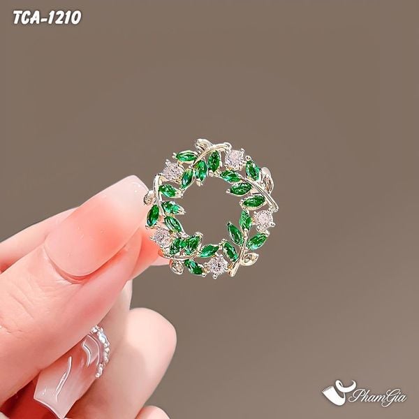 Ghim Cài Áo Vòng Hoa Nguyệt Quế Đính Đá Pha Lê Trang Nhã (TCA1210)