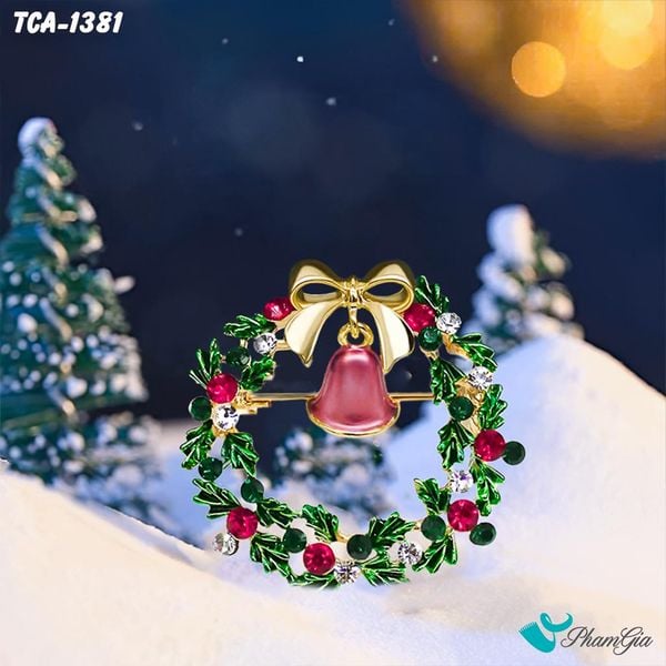 Gim Cài Áo Vòng Nguyệt Quế Kèm Chuông Giáng Sinh (TCA1381)