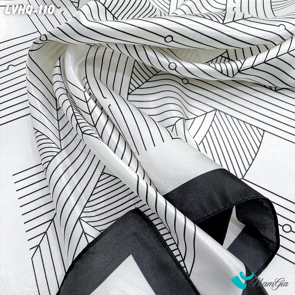 Khăn Lụa Vuông 70*70Cm Phong Cách Hàn Quốc Họa Tiết Kẻ Sọc Tối Giản (LVHQ110)