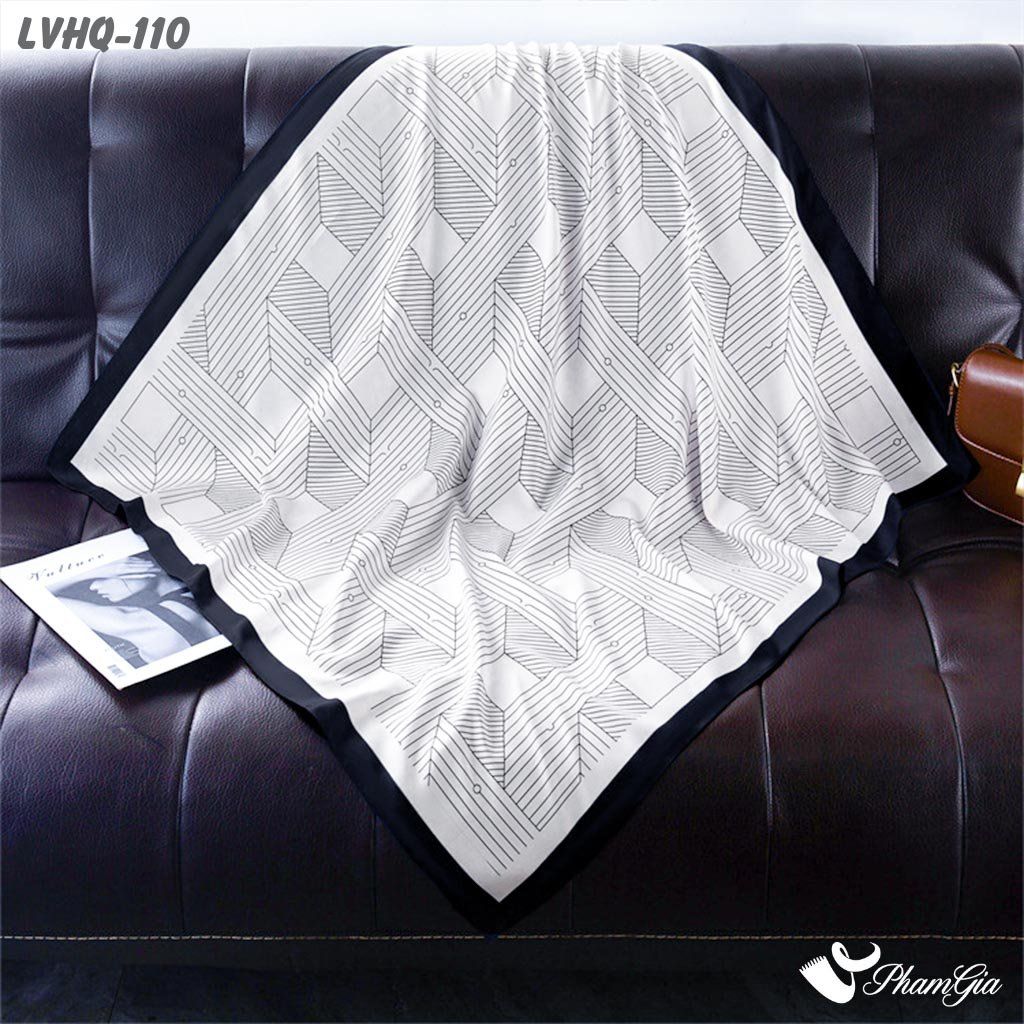 Khăn Lụa Vuông 70*70Cm Phong Cách Hàn Quốc Họa Tiết Kẻ Sọc Tối Giản (LVHQ110)