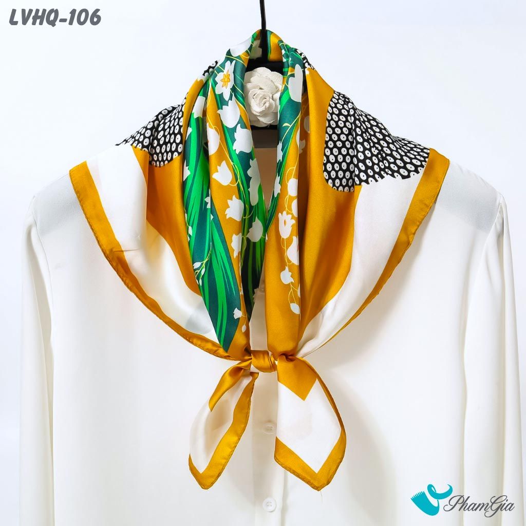 Khăn Lụa Vuông 70*70Cm Phong Cách Hàn Quốc Họa Tiết Tropical Rực Rỡ (LVHQ106)