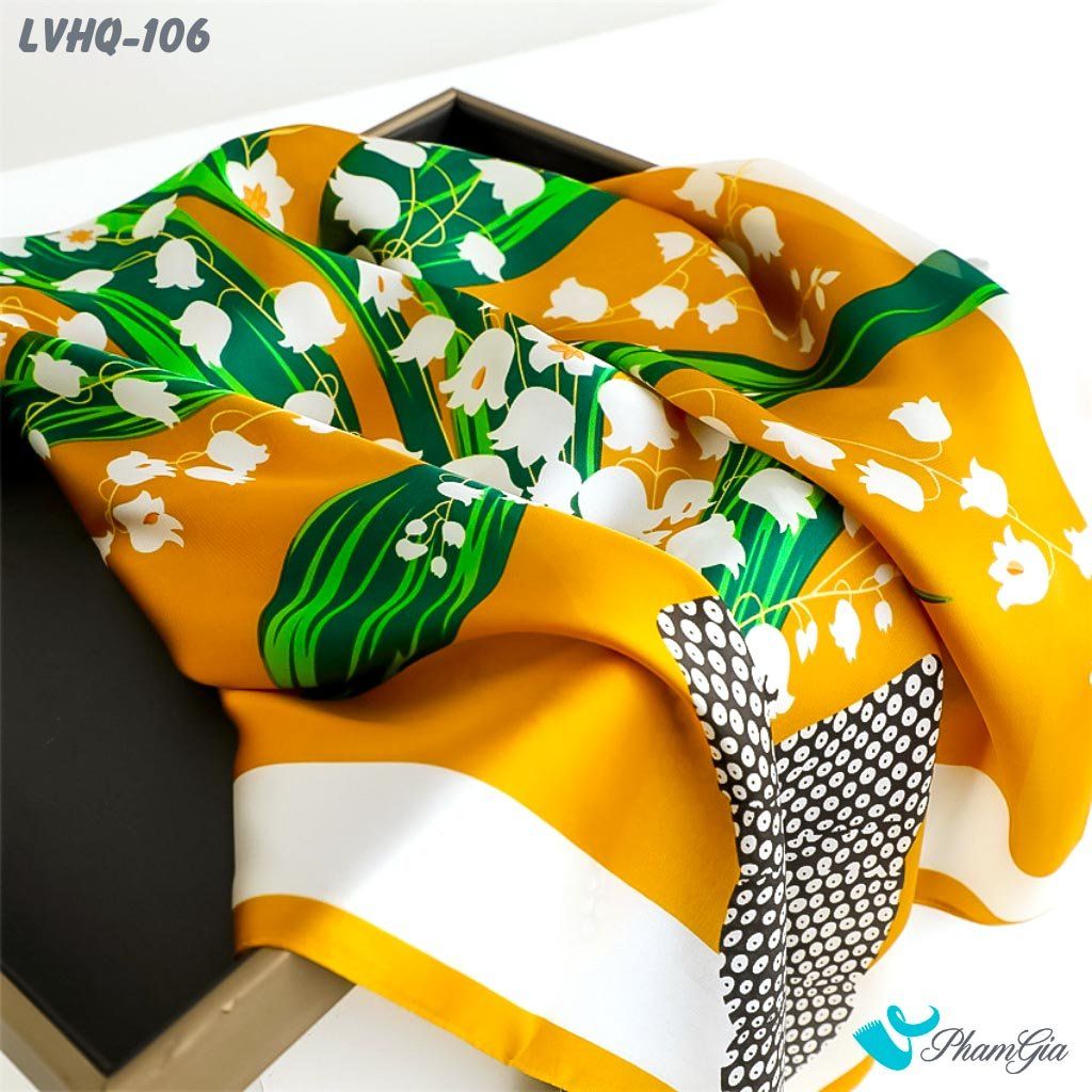 Khăn Lụa Vuông 70*70Cm Phong Cách Hàn Quốc Họa Tiết Tropical Rực Rỡ (LVHQ106)