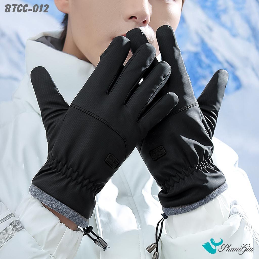 Găng Tay Phao Lót Lông 2 Lớp Giữ Ấm Mùa Đông, Chống Thấm Nước Cao Cấp Màu Đen (BTCC012)