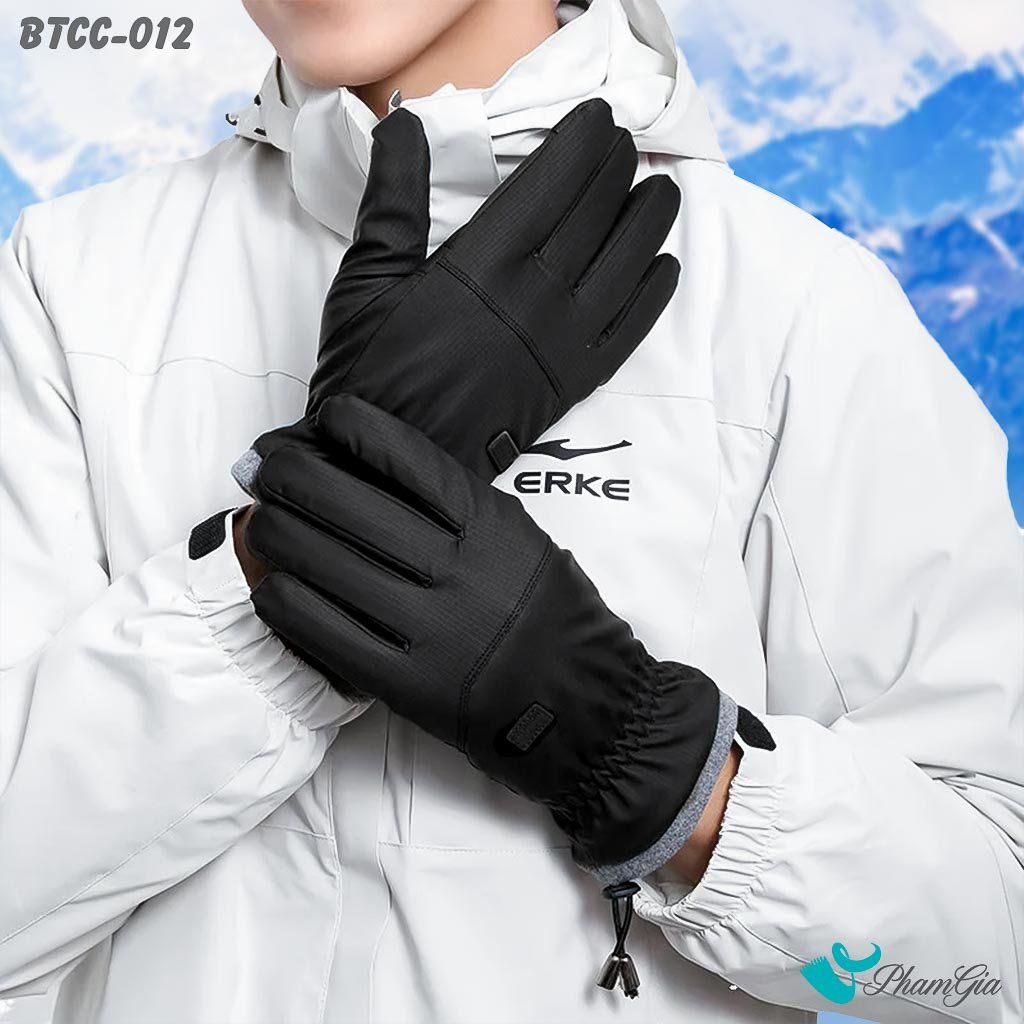 Găng Tay Phao Lót Lông 2 Lớp Giữ Ấm Mùa Đông, Chống Thấm Nước Cao Cấp Màu Đen (BTCC012)