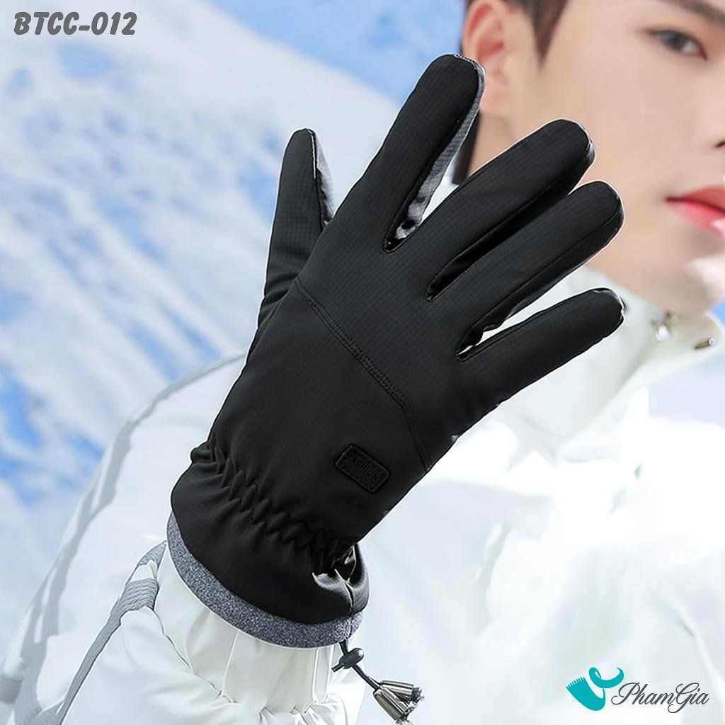 Găng Tay Phao Lót Lông 2 Lớp Giữ Ấm Mùa Đông, Chống Thấm Nước Cao Cấp Màu Đen (BTCC012)