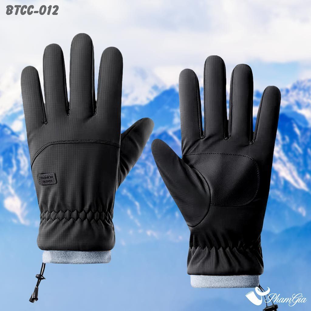 Găng Tay Phao Lót Lông 2 Lớp Giữ Ấm Mùa Đông, Chống Thấm Nước Cao Cấp Màu Đen (BTCC012)