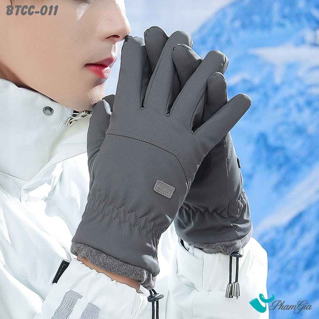 Găng Tay Phao Lót Lông 2 Lớp Giữ Ấm Mùa Đông, Chống Thấm Nước Cao Cấp Màu Xám (BTCC011)