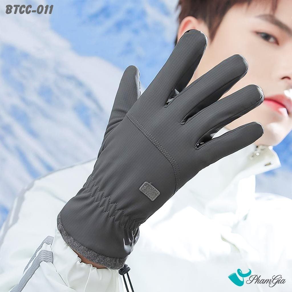 Găng Tay Phao Lót Lông 2 Lớp Giữ Ấm Mùa Đông, Chống Thấm Nước Cao Cấp Màu Xám (BTCC011)