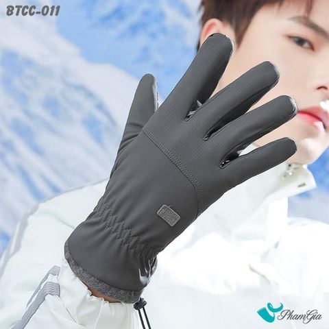 Găng Tay Phao Lót Lông 2 Lớp Giữ Ấm Mùa Đông, Chống Thấm Nước Cao Cấp Màu Xám (BTCC011)