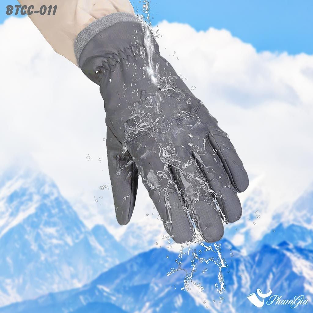 Găng Tay Phao Lót Lông 2 Lớp Giữ Ấm Mùa Đông, Chống Thấm Nước Cao Cấp Màu Xám (BTCC011)