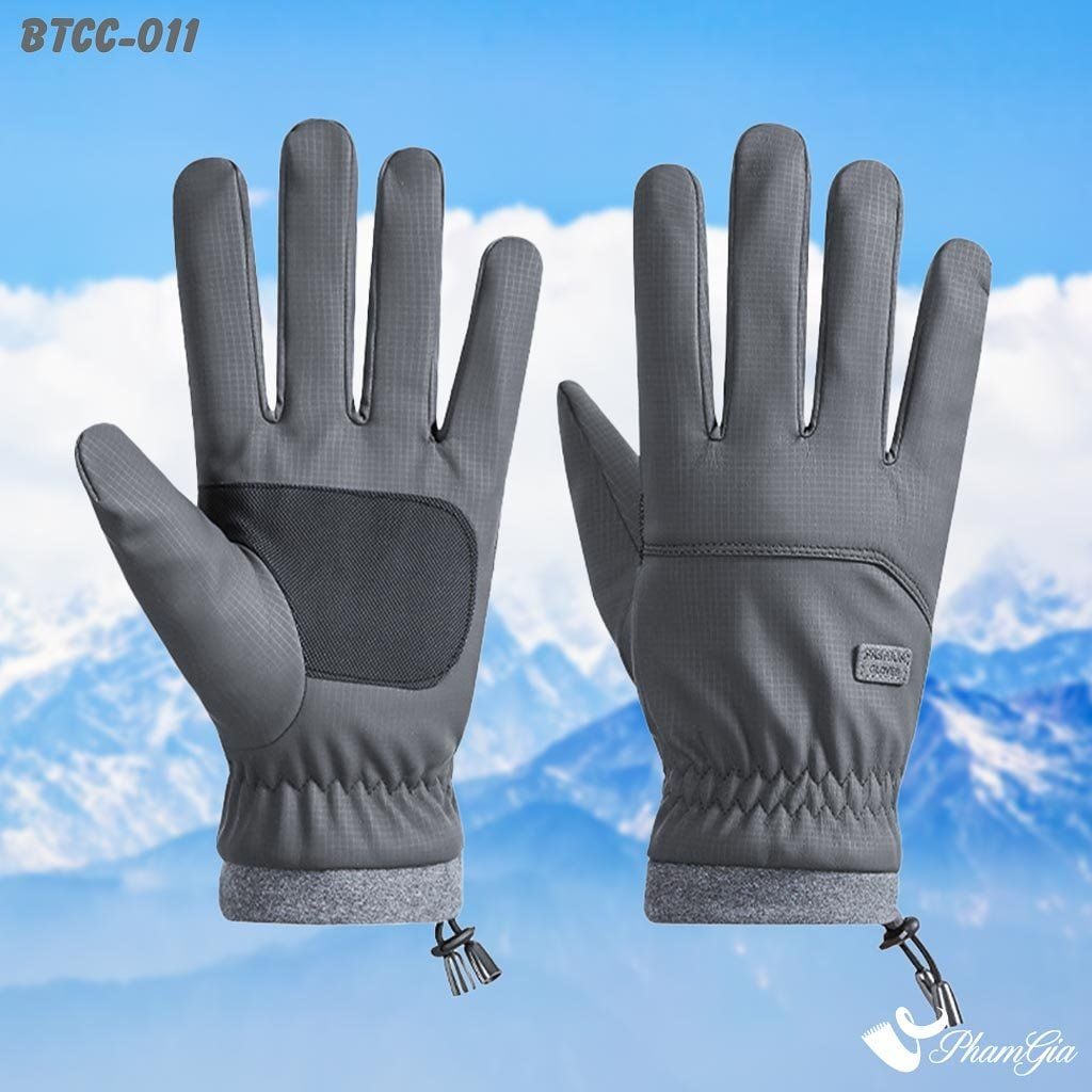 Găng Tay Phao Lót Lông 2 Lớp Giữ Ấm Mùa Đông, Chống Thấm Nước Cao Cấp Màu Xám (BTCC011)