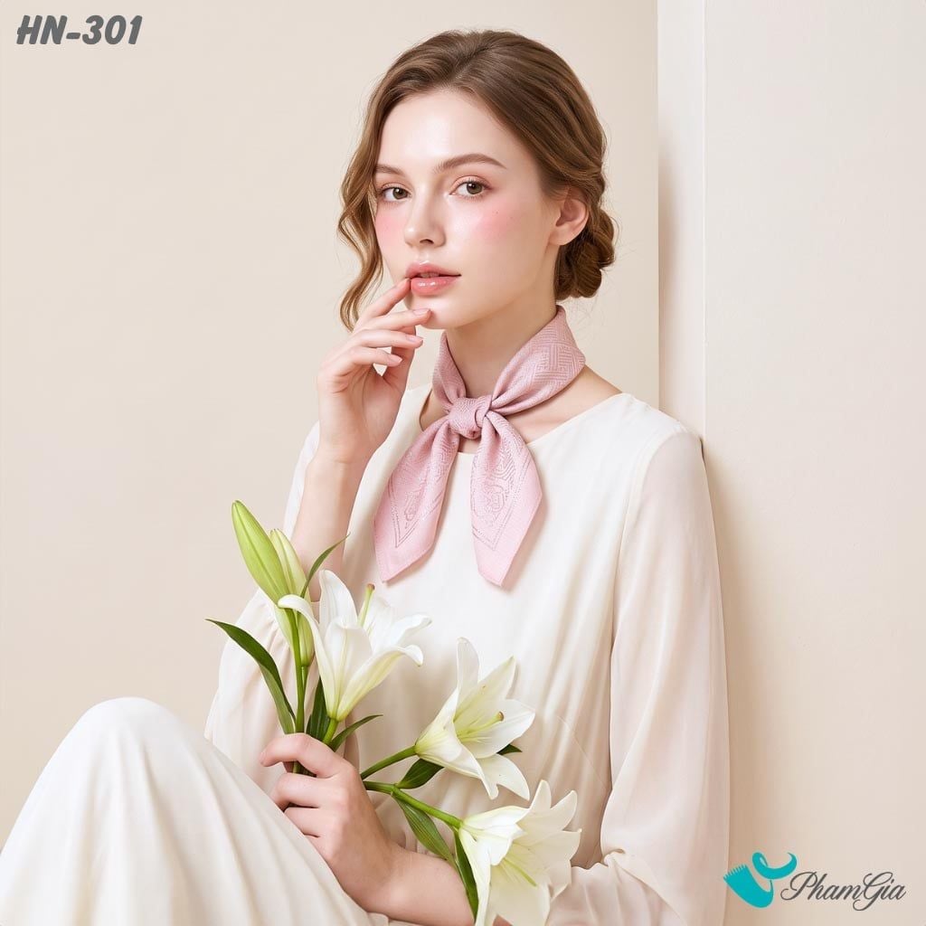 Khăn Linen Vuông Hy Nhiên 70*70Cm Hoạ Tiết Chìm Màu Hồng Pastel (HN301)