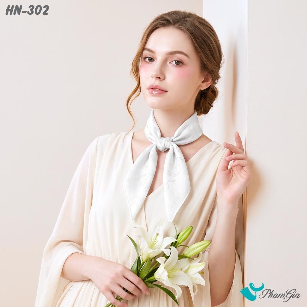 Khăn Linen Vuông Hy Nhiên 70*70Cm Hoạ Tiết Chìm Màu Trắng (HN302)