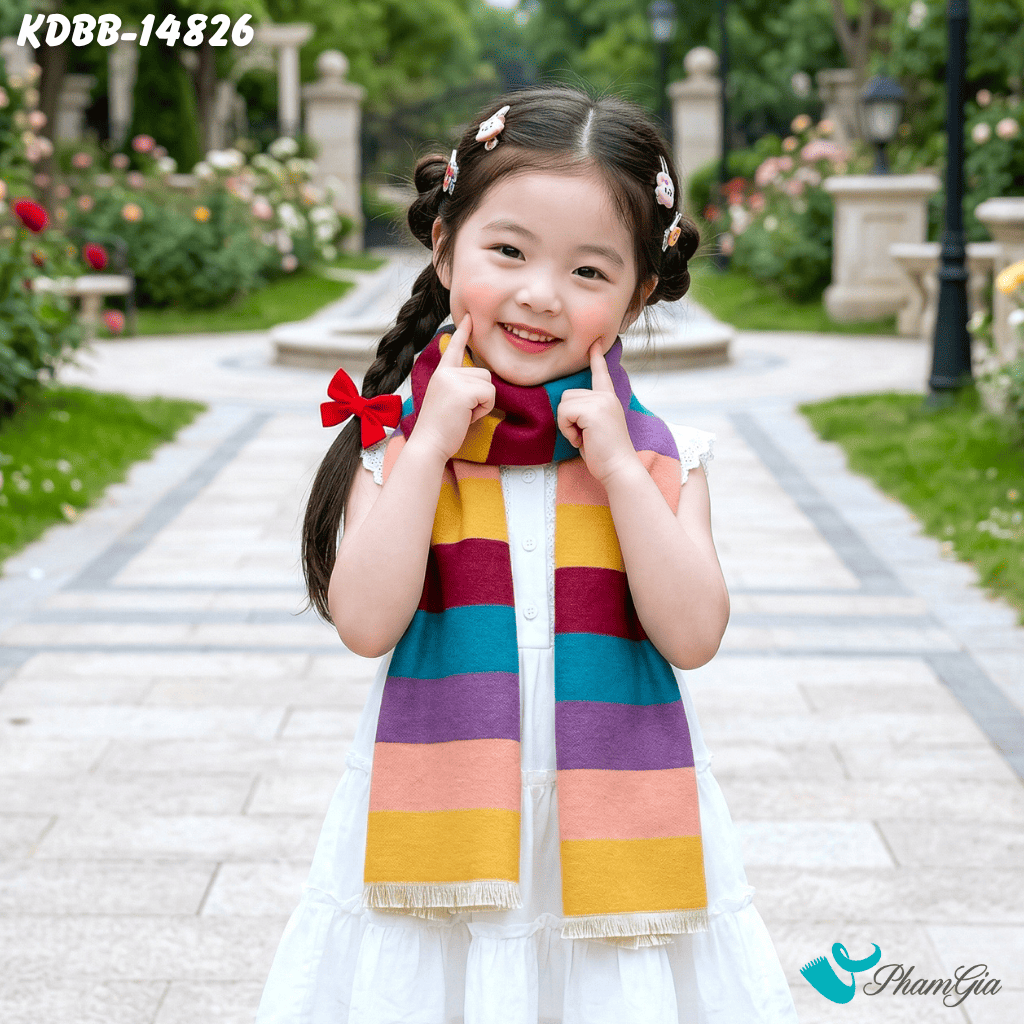 Khăn Choàng Dạ Baby Cao Cấp Họa Tiết Kẻ Sọc Nhiều Màu (KDBB14826)