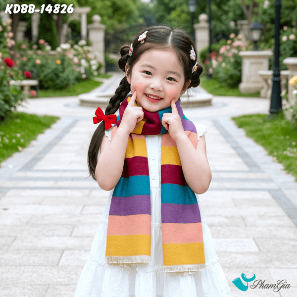 Khăn Choàng Dạ Baby Cao Cấp Họa Tiết Kẻ Sọc Nhiều Màu (KDBB14826)