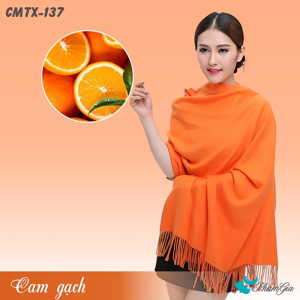 Khăn Choàng Cashmere Trơn Cao Cấp Màu Cam Gạch