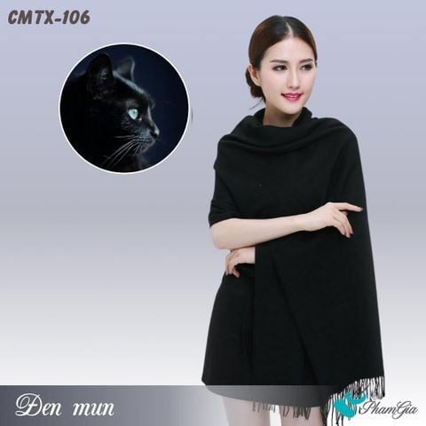 Khăn Choàng Cashmere Trơn Cao Cấp Màu Đen Mun