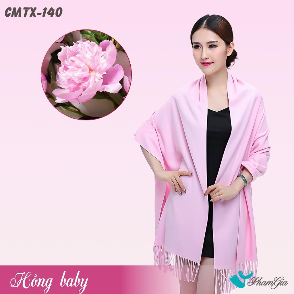 Khăn Choàng Cashmere Trơn Cao Cấp Màu Hồng Baby