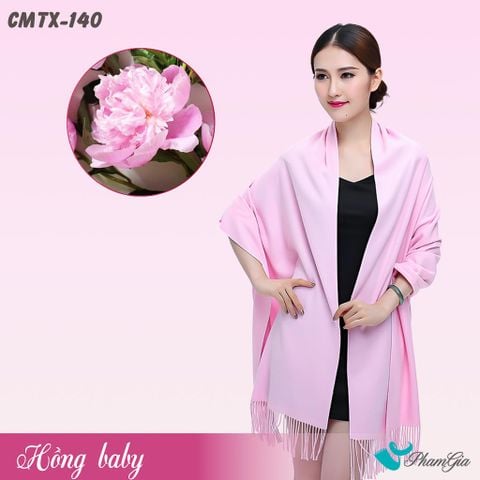 Khăn Choàng Cashmere Trơn Cao Cấp Màu Hồng Baby