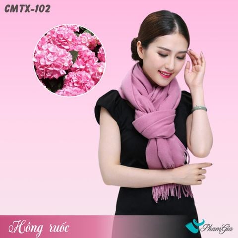 Khăn Choàng Cashmere Trơn Cao Cấp Màu Hồng Ruốc