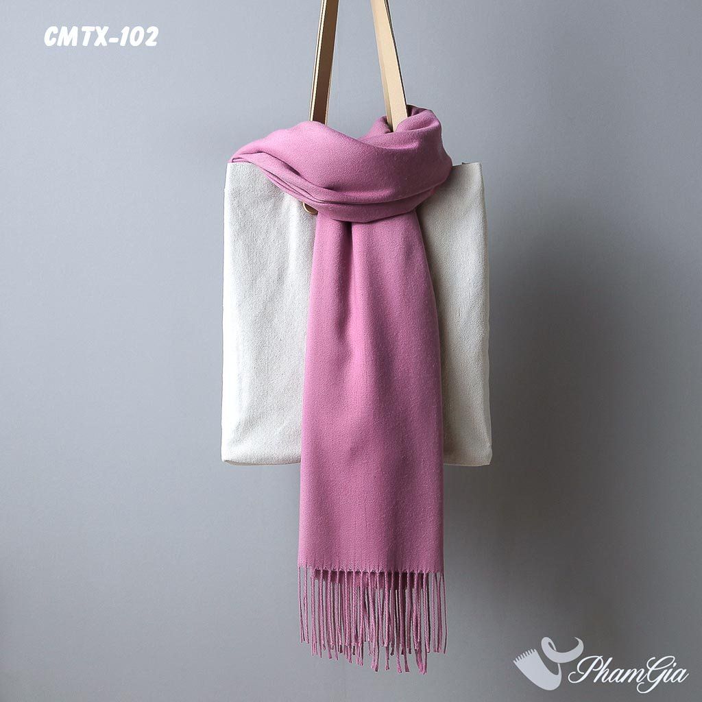 Góc Thẳng Khăn Choàng Cashmere Trơn Cao Cấp Màu Hồng Ruốc