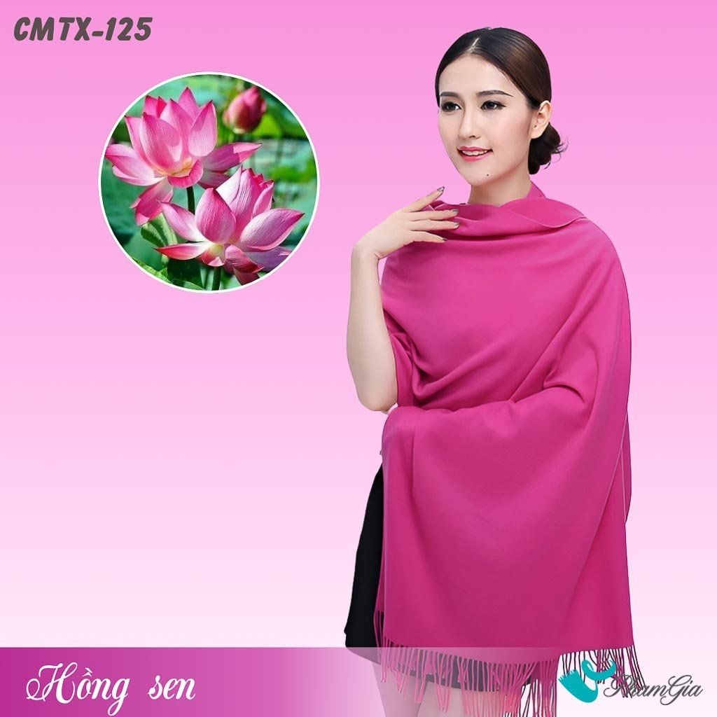 Khăn Choàng Cashmere Trơn Cao Cấp Màu Hồng Sen