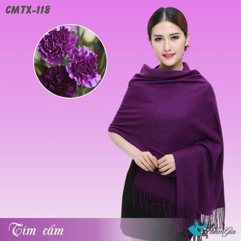 Khăn Choàng Cashmere Trơn Cao Cấp Màu Tím Cẩm