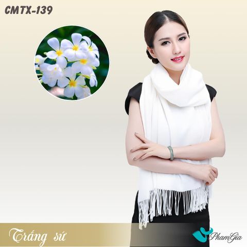 Choàng Khăn Choàng Cashmere Trơn Cao Cấp Màu Trắng Sứ