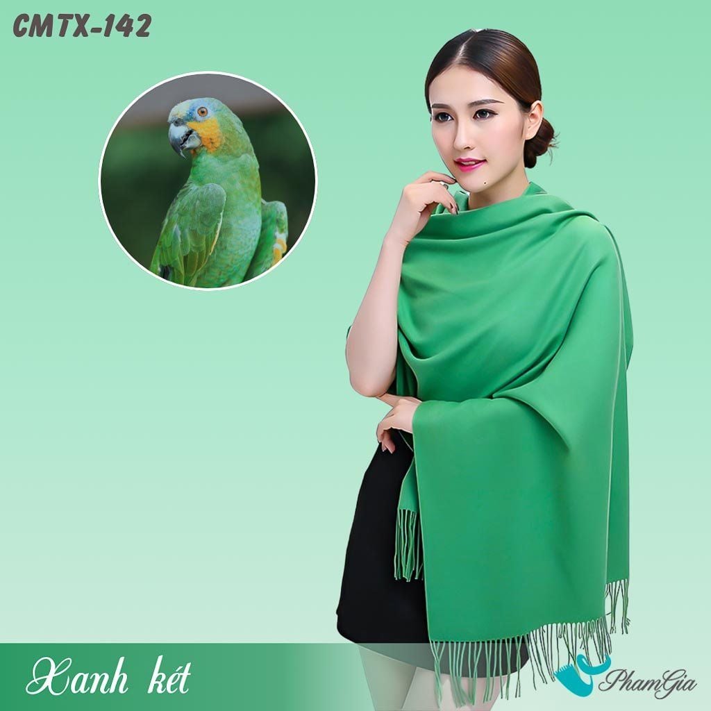 Khăn Choàng Cashmere Trơn Cao Cấp Màu Xanh Két