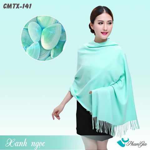 Khăn Choàng Cashmere Trơn Cao Cấp Màu Xanh Ngọc