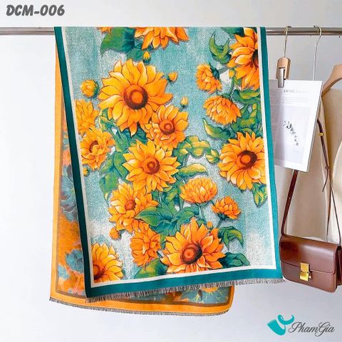 Khăn Choàng Dạ Cashmere 3D Cao Cấp Họa Tiết Hoa Hướng Dương (DCM006)
