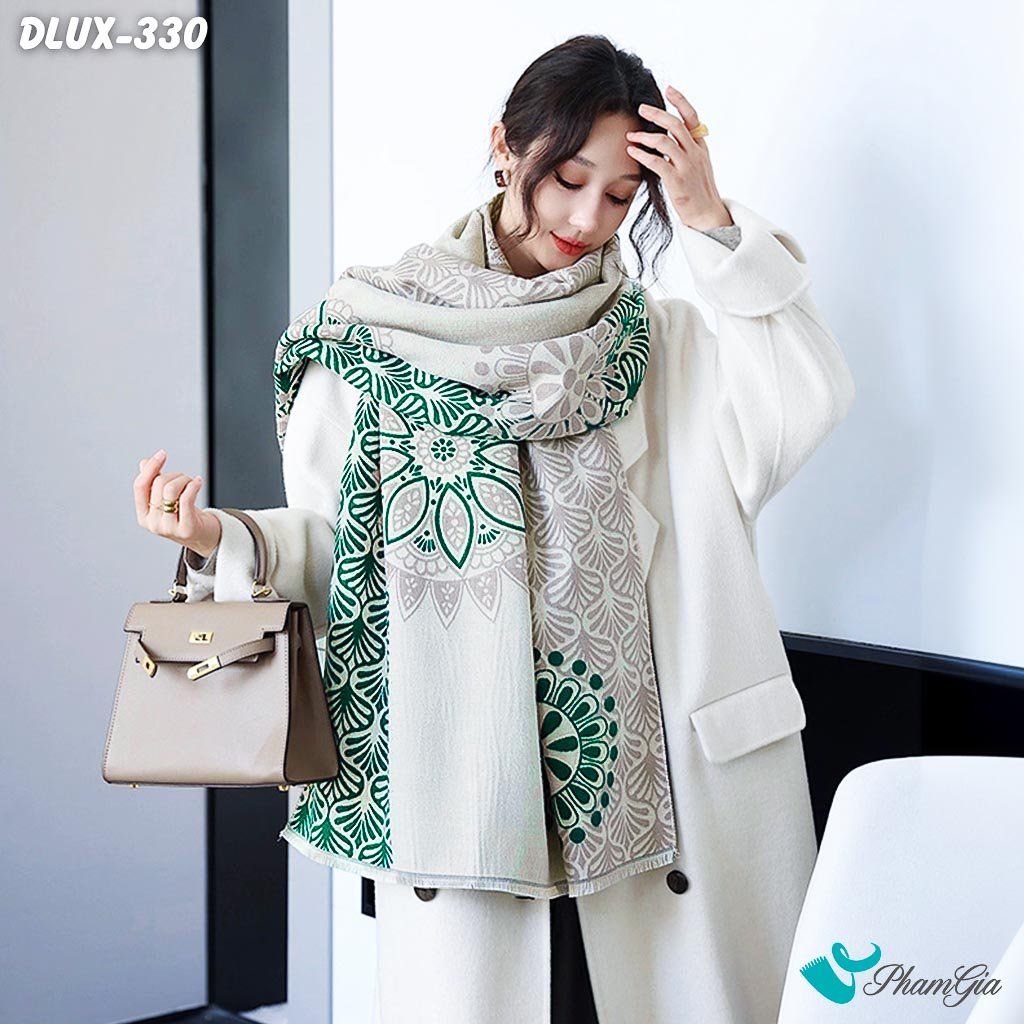 Khăn Choàng Dạ Cashmere Cao Cấp Họa Tiết Boho Màu Beige Thanh Lịch (DLUX330)