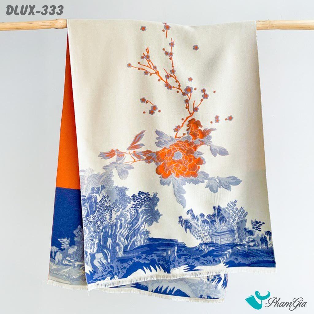 Khăn Choàng Dạ Cashmere Cao Cấp Họa Tiết Tranh Thủy Mặc Sang Trọng (DLUX333)
