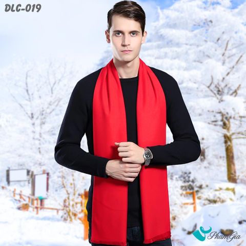 Khăn Choàng Dạ Cashmere Nam Cao Cấp Màu Đỏ Tươi (DLC019)