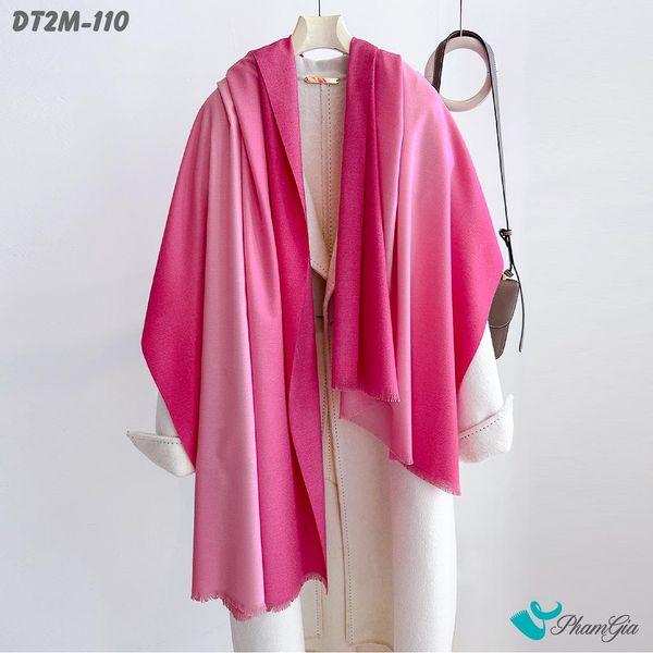 Khăn Choàng Dạ Cashmere Ombre Cao Cấp Màu Hồng Cánh Sen (DT2M110)