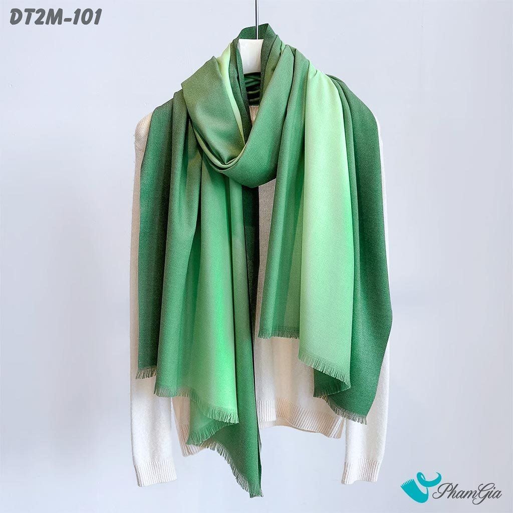 Khăn Choàng Dạ Cashmere Ombre Cao Cấp Màu Xanh Lục Bảo (DT2M101)