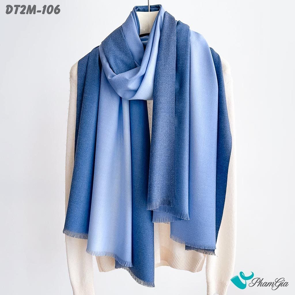 Khăn Choàng Dạ Cashmere Ombre Cao Cấp Màu Xanh Navy (DT2M106)